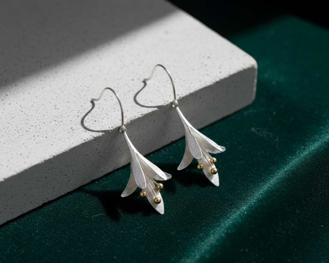 Lily Drop Earrings - 925 Sterling Silver Plated