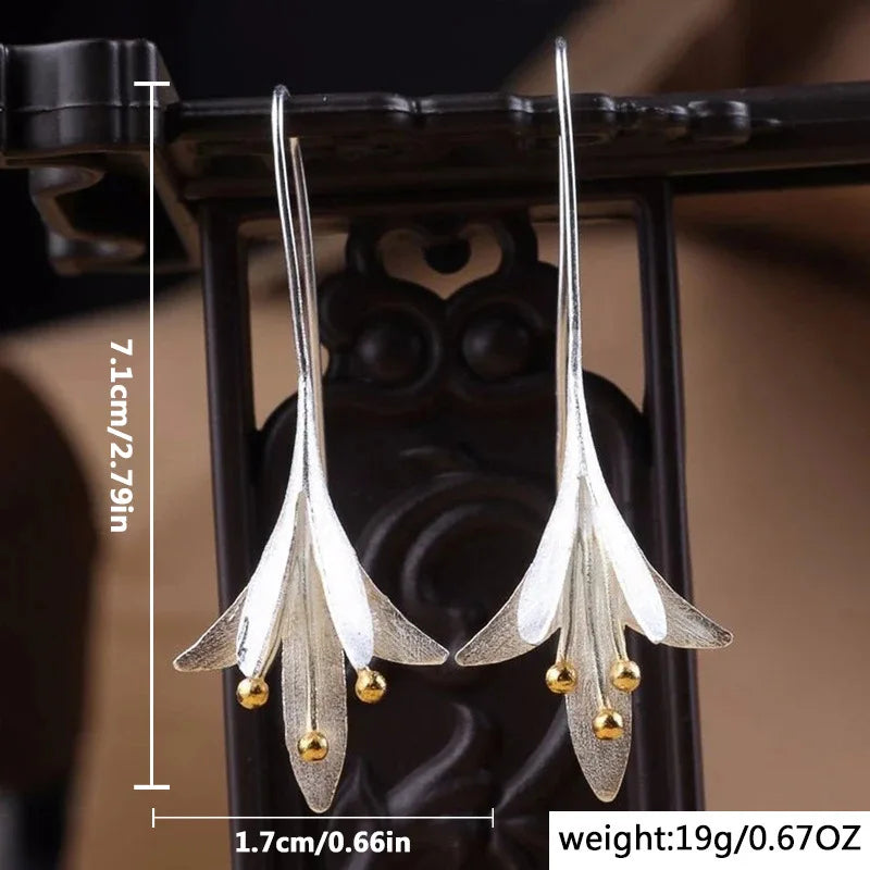 Lily Drop Earrings - 925 Sterling Silver Plated
