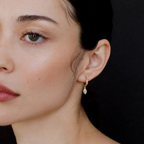 0.4CT(Each) Horse Eye Moissanite Earrings, .925 Sterling Silver- 18k Gold Plated