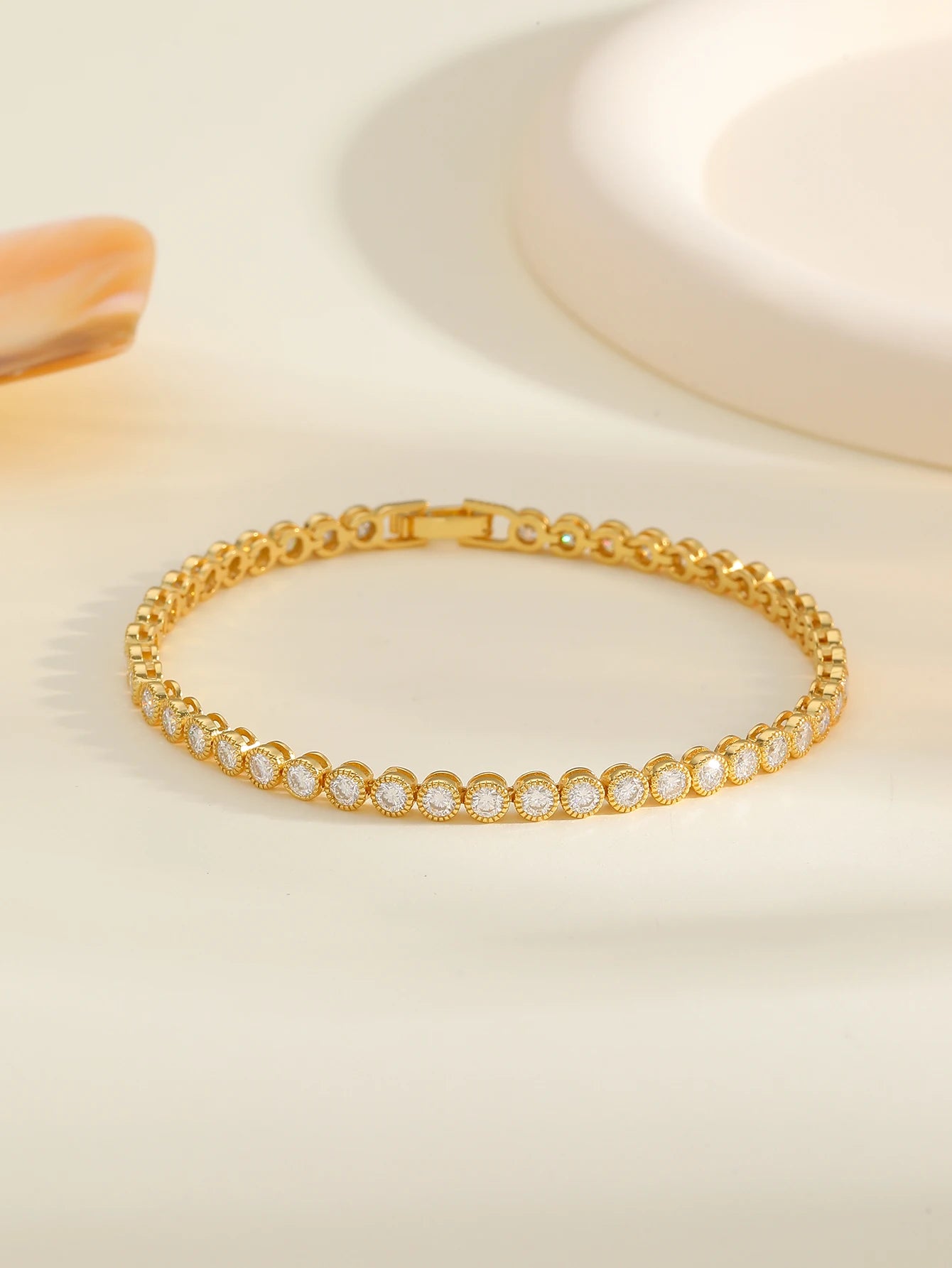 Moissanite Round Cut Tennis Bracelet, .925 Sterling Silver- 18k Gold Plated