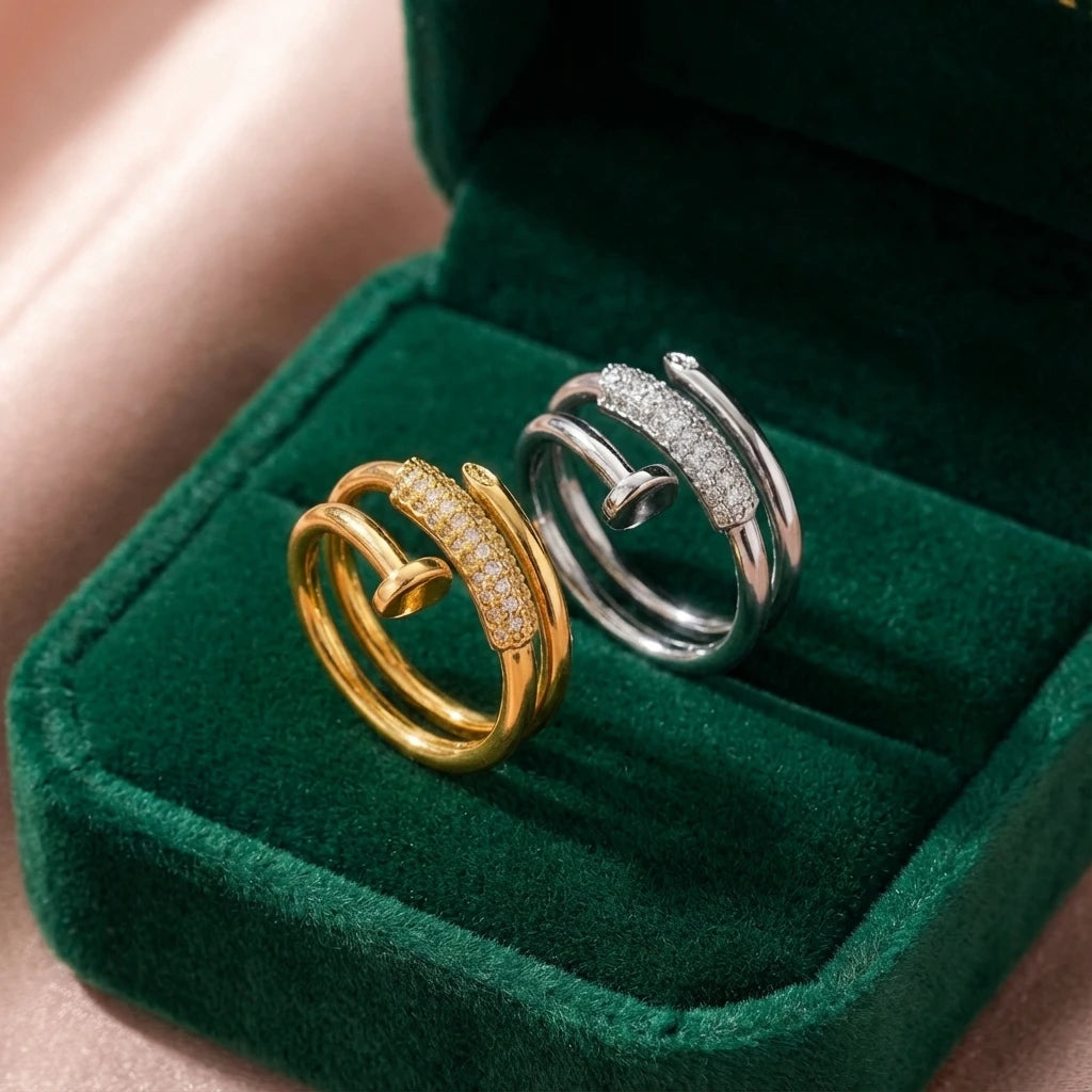 14K Gold Plated & Sterling Silver Plated Nail Wrap Ring