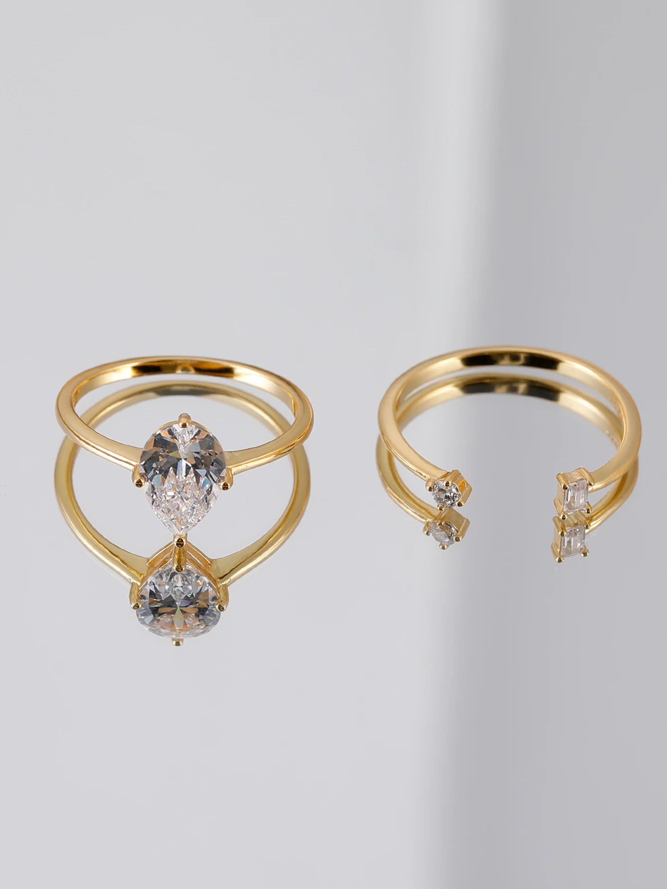 2CT Teardrop-Shaped Moissanite Ring 2PC Ring, .925 Sterling Silver- 18k Gold Plated