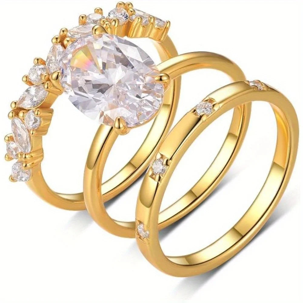 4.5CT Oval Moissanite Bridal Set, .925 Sterling Silver- 18k Gold Plated